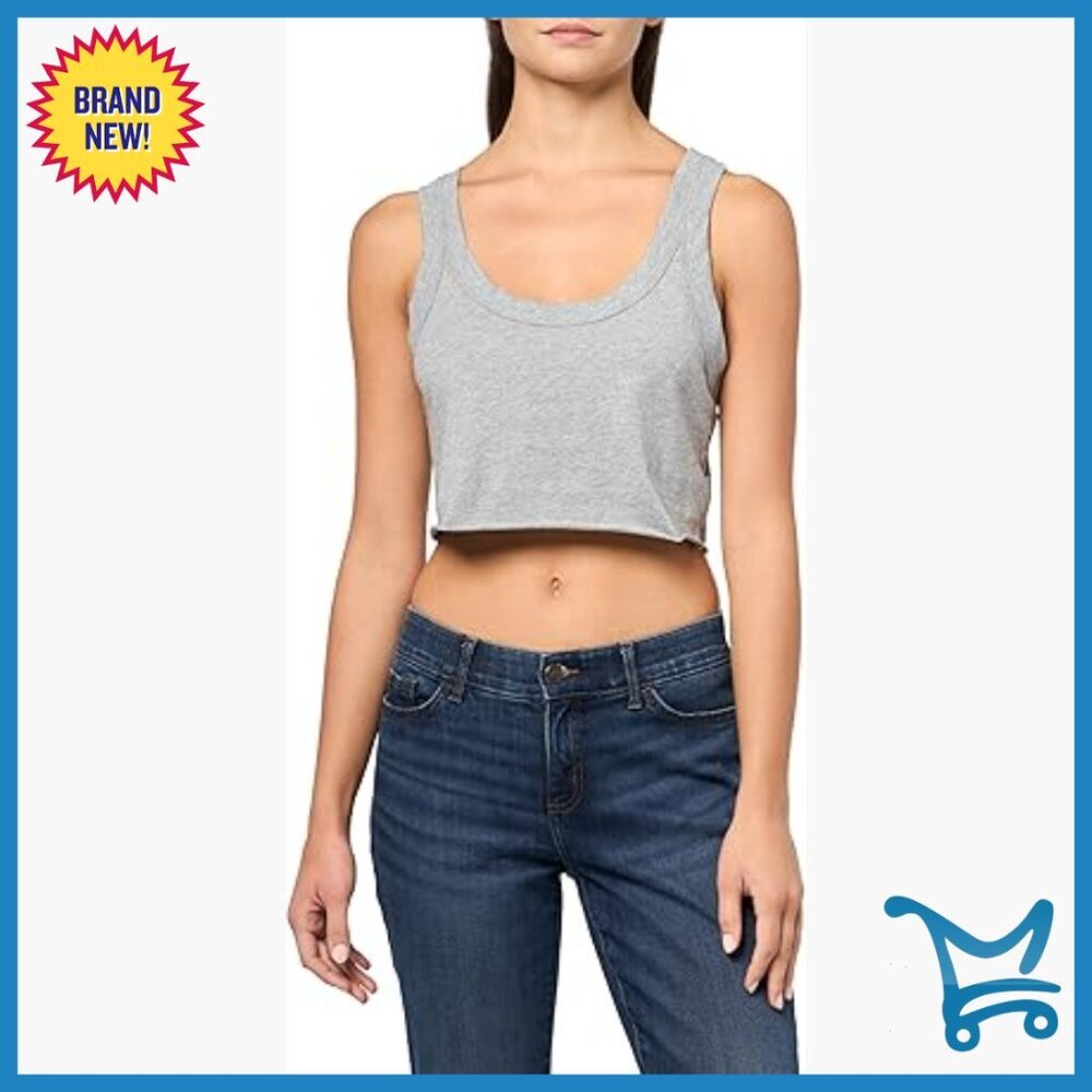 Cropped Ribbed Cotton Tank Top with Scoop Neck and Raw Hem